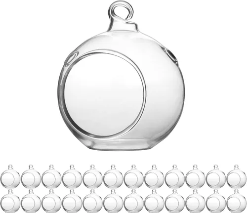 Miniatura 16 de WGV Globo de terrario colgante, ancho 5 pulgadas, altura 6 pulgadas, maceta de aire para suculentas, florero de vidrio transparente con parte
