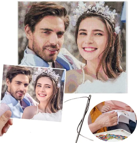 Miniatura 6 de Ayervici Kits personalizados de punto de cruz, kit de bordado con foto personalizada, haz tu propia foto, pintura de bricolaje, bordado completo
