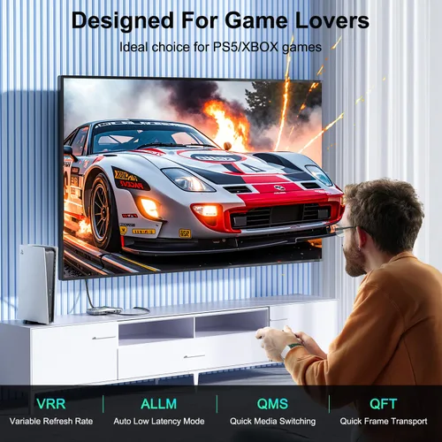 Miniatura 7 de Cable HDMI 2.1 de 8 K, 1 pie / 0.3 m, 48 Gbps, ultra alta velocidad, 4 K 240 Hz 165 Hz 144 Hz 120 Hz, 8 K 60 Hz, HDR10+, eARC, HDCP2.3 , cable