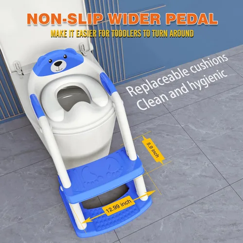 Miniatura 7 de Asiento de Entrenamiento para Ir al Baño, SKYROKU Inodoro de Entrenamiento con Escalón con Escalera, para Niños Niñas y Pequeños - Asiento