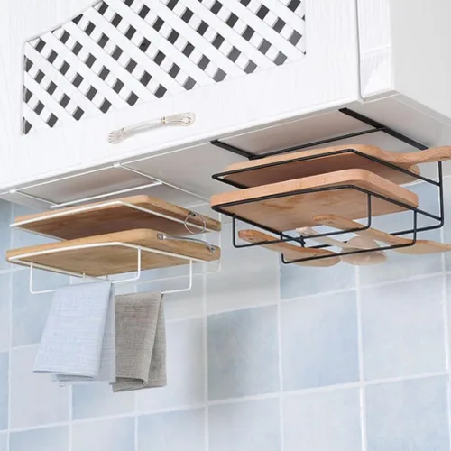 Miniatura 3 de Soporte para tabla de cortar montado en la pared, estantes de almacenamiento de cocina de hierro para una organización cómoda, ahorro de espacio