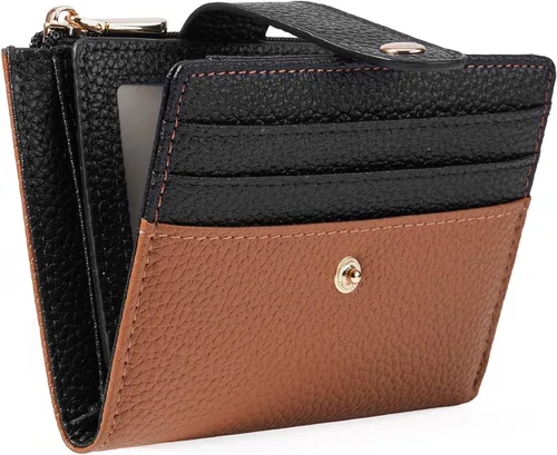 Miniatura 11 de GOIACII - Cartera pequeña para mujer de cuero genuino con bloqueo RFID, bolsillo con cremallera, plegable, tarjetero con ventana