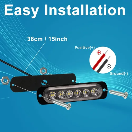 Miniatura 5 de 12V 24V Luz LED Blanca delgada de 6LEDs impermeable para UTV, camión, RV, cúpula, escalón, debajo del salpicadero, cama del camión, maletero
