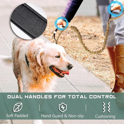 Miniatura 5 de BUMBIN Arnés para perros Medoum sin tirones, arnés táctico para perro, con asa, arnés de chaleco ajustable para perro, correa elástica de 6 pies
