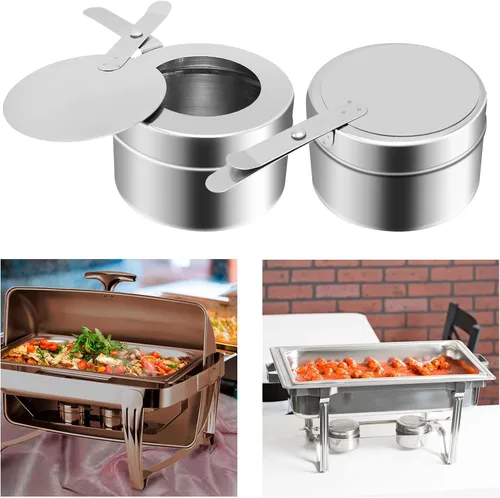 Miniatura 6 de Soporte de combustible de acero inoxidable, soporte de combustible para mecha de roce con tapa, bandejas de calentamiento para buffet, catering