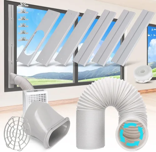 Kit de ventilación de aire acondicionado portátil con manguera de escape de 5.9 pulgadas, kit de ventana de CA portátil ajustable para conductos,