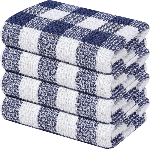homing Juego de Toallas de Cocina a Cuadros Buffalo Plaid, Paquete de 4, 100% Algodón, Tejido de Gofre, Toallas de Platos para Cocina, Súper Suaves