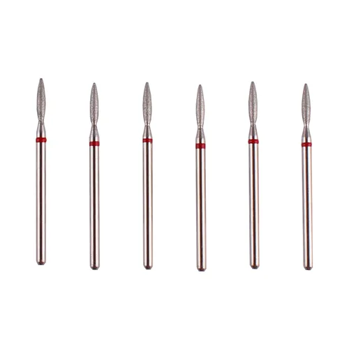Miniatura 6 de Juego de brocas para cutícula de diamante en forma de llama, 6 piezas, kit de brocas de manicura Pro Dry de 3/32