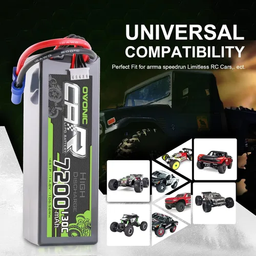 Miniatura 5 de OVONIC 4S LiPo Batería 7200mAh 14.8V 130C RC Batería con conector EC5 (paquete de 2)