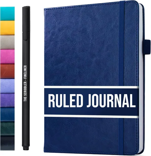 Miniatura 17 de Cuaderno rayado para escribir, 200 páginas, papel grueso de 4.23 oz/m² con notas adhesivas, lazo para bolígrafo, banda elástica, tapa dura de cuero