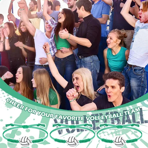 Miniatura 62 de 20 pulseras de voleibol ajustables, cuerda trenzada con dije de voleibol para niñas, mujeres, hombres, adolescentes, la mayoría de jugadores