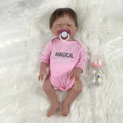 Miniatura 4 de Muñecas Reborn Baby Girl, 18 pulgadas realistas recién nacidas muñecas durmiendo con vinilo de silicona suave de cuerpo completo, muñecas de bebé