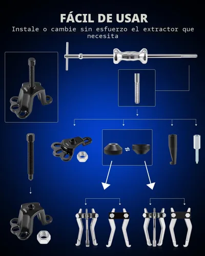 Miniatura 7 de Orion Motor Tech - Juego de extractor de martillo deslizante de 9 vías, extractor del cojinete de la llanta frontal y kit de herramientas
