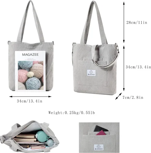 Miniatura 3 de Makukke Corduroy Totes Bag Women - Shoulder Hobo Bag Handbags Crossbody Bag Big Capacity Shopping Purses