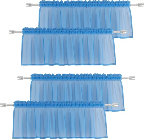 Miniatura 22 de Cenefas traslúcidas beige de 18 pulgadas, cortinas para ventana de sala de estar, dormitorio, cocina, mini paneles de cortina cortos pequeños