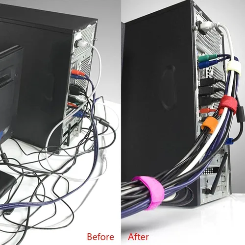 Miniatura 5 de Cinta de sujeción reutilizable para cables, rollo de gancho de doble cara de 3/4 pulgadas (5 yardas, versión mejorada negra)