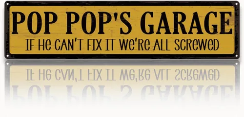 Miniatura 11 de Metal Fathers Day Gift, Retro Metal Tin Sign, Man Cave Decor, Papa's Garage, If He Can't Fix It We're Screwed, Garage Workshop Decor, Gift for Papa