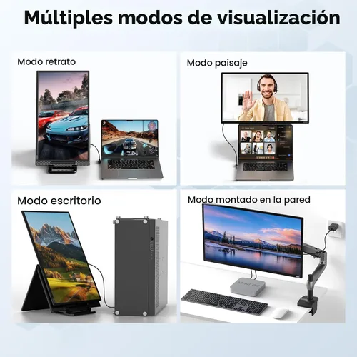 Miniatura 2 de Monitor portátil grande de 24 pulgadas, extensor de pantalla para laptop, 1080P FHD 100HZ IPS, monitor de viaje para trabajo en casa, pantalla