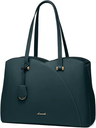 Miniatura 15 de LOVEVOOK Bolso de mano para laptop para mujeres, bolsos de trabajo, bolso para laptop para maestros, bolso de computadora de cuero, carteras Negro