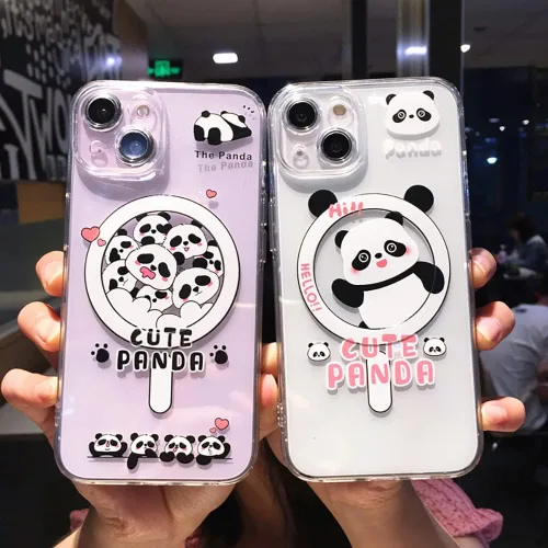 Miniatura 2 de Roemary Pandas - Funda para iPhone 13 Pro Max con diseño MagSafe, carga inalámbrica magnética transparente, funda de TPU transparente para iPhone 13