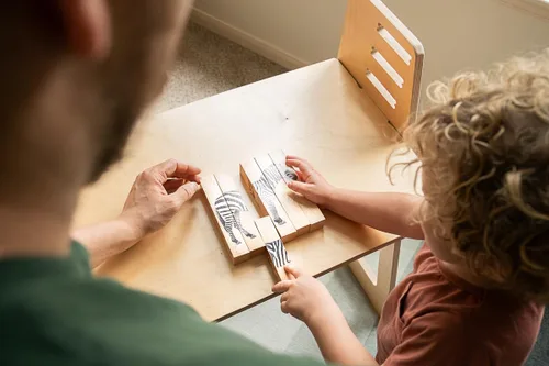 Miniatura 4 de Rompecabezas de madera con piezas gruesas de animales para niños pequeños de 2 años en adelante - Juguete de bloques de animales de safari