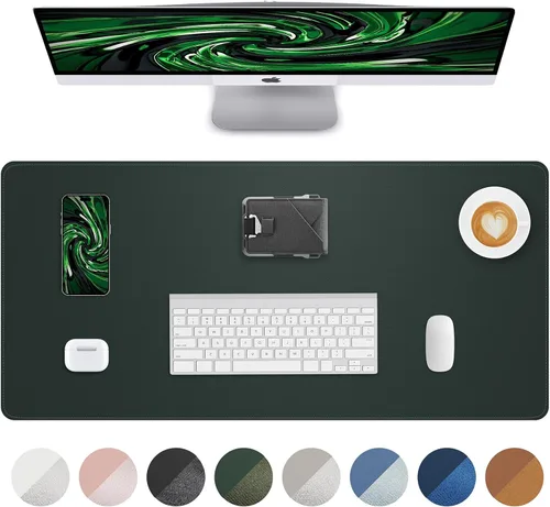Miniatura 53 de Tapete protector para escritorio y mouse, antideslizante, de piel sintética, tapete impermeable de escritura para laptop, para oficina y hogar