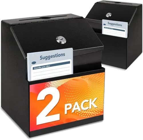 Miniatura 9 de Caja de sugerencias con ranura y cerradura de metal de 8.4 x 5.8 x 7.0 pulgadas Compartimento de almacenamiento incorporado con soporte magnético