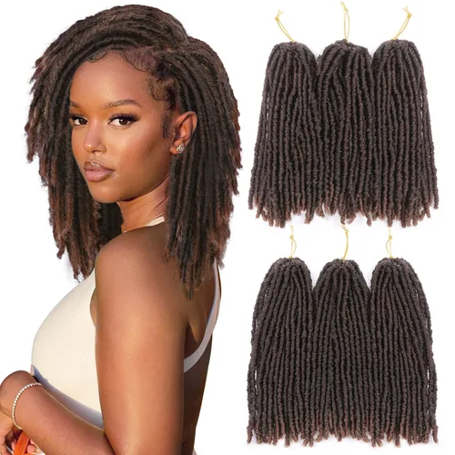 Miniatura 25 de WIGNEE Cabello de Ganchillo 120 Hebras Locs Sintéticos 8 Pulgadas Locs Suaves Pre-Trenzados 6 Paquetes Cabello de Ganchillo Pre-Anudado para Mujeres