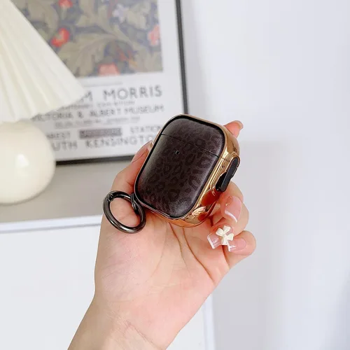 Miniatura 2 de Linda Funda Clara para AirPods 2/1 Generación Leopardo, Diseño de Bloqueo Seguro Estilo Niña, Funda Protectora a Prueba de Golpes Kawaii para Apple