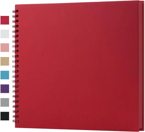 Miniatura 42 de potricher Álbum de scrapbook DIY de 10 x 10 pulgadas, 80 páginas de papel kraft grueso negro en blanco, libro de recuerdos para bodas y aniversarios