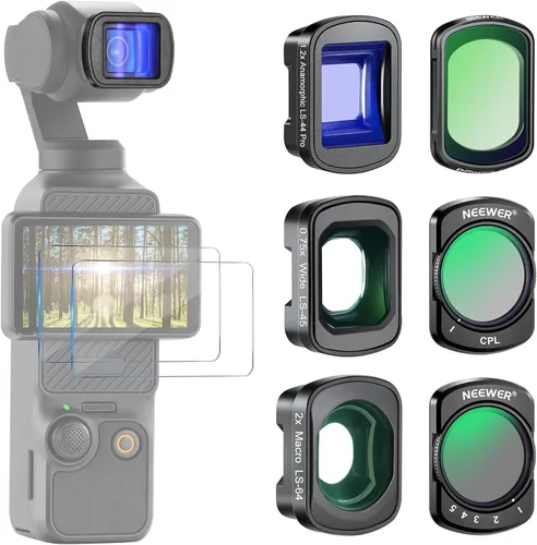 Miniatura 10 de NEEWER Juego de filtros ND compatibles con DJI Osmo Pocket 3 Creator Combo Accesorios, lente gran angular + ND2-32 variable + CPL + filtro