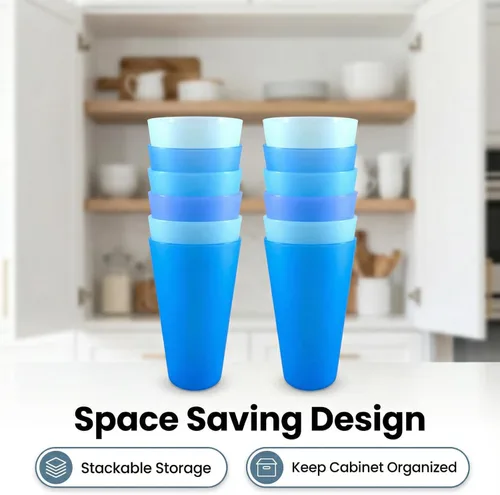 Miniatura 4 de Vasos de plástico reutilizables de 32 onzas, vasos de plástico irrompibles, sin BPA, aptos para lavavajillas, juego de 8 tazas grandes para agua