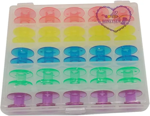 HONEYSEW 25 unids/caja de plástico colorido bobina universal 2518 p para hermano babylock cantante juki