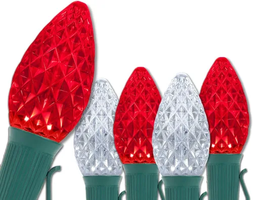 Miniatura 20 de Wintergreen Lighting C7 OptiCore - Luces de Navidad comerciales – Bombillas LED resistentes en cable verde (100 luces, 100 pies, verde/blanco frío)