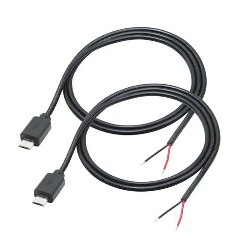 Cable micro USB macho a 2 pines de 3 pies, cable USB de 2 pines, cable de alimentación de extremo abierto, fácil soldadura 5V/3A, para equipo