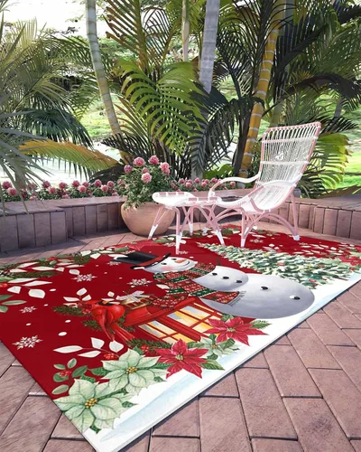 Miniatura 7 de Alfombra rectangular grande de 2.7 x 5 pies, para sala de estar, muñeco de nieve de Navidad, duradera, antideslizante, alfombra para dormitorio