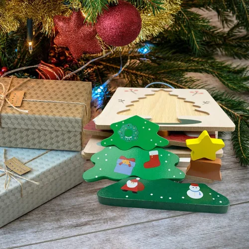 Miniatura 4 de Anditoy Paquete de 4 rompecabezas de madera de Navidad para niños pequeños, juguetes de Navidad, rellenos de calcetines de Navidad, regalos de fiesta