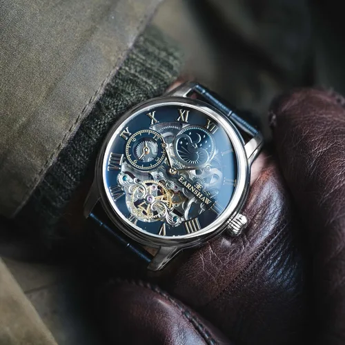 Miniatura 3 de Thomas Earnshaw Reloj automático de esqueleto de doble tiempo para hombre de 1.732 in con pulsera de acero inoxidable sólido ES-8006
