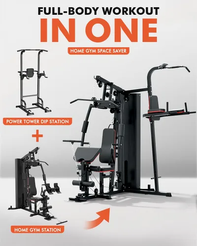 Miniatura 2 de Mikolo Home Gym, Workout Station with 150LBS Weight Stack, Multifunctional Home Gym Equipment, Exercise Equipment for Full Body Strength Training