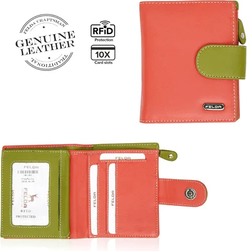 Miniatura 3 de Cartera de piel auténtica RFID para mujer multicolor 10 ranuras para tarjetas