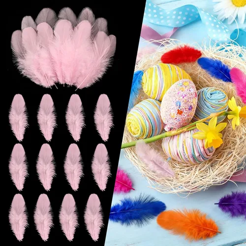 Miniatura 23 de THARAHT Plumas coloridas de gallo artesanal, 300 plumas de colores de 3 a 5 pulgadas, a granel para jardín de infantes, manualidades, boda, hogar