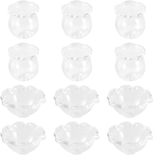 Miniatura 17 de FASHEWELRY 10 piezas Tapas de Flores de Vidrio Hechas a Mano Cuentas Florales de Cristal Transparentes en Forma de Trompeta Espaciadores de Flores a