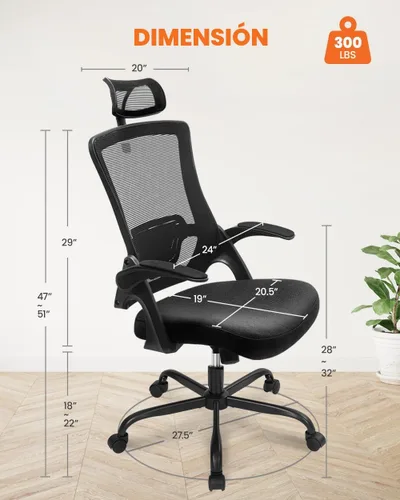 Miniatura 2 de NEO CHAIR Silla de oficina con respaldo alto, cómodo asiento de malla para computadora de juegos con reposacabezas ergonómico lumbar ajustable, 2.