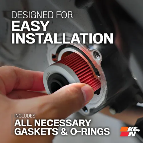 Miniatura 4 de K&N Filtro de aceite para motocicleta: Alto rendimiento, premium, diseñado para ser utilizado con aceites sintéticos o convencionales: Compatible