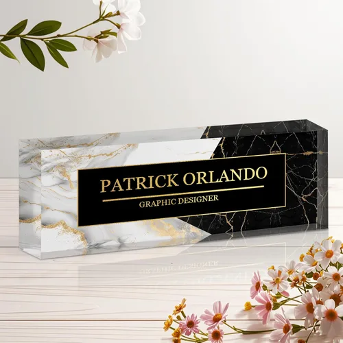 Miniatura 26 de Placa de nombre personalizada para escritorio, letrero de nombre de escritorio acrílico personalizado, regalos de agradecimiento de oficina