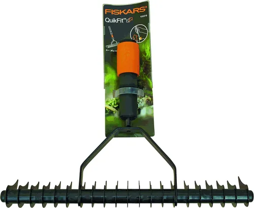 Miniatura 8 de Fiskars QuikFit 1000655 - Rastrillo aireador, cabezal de herramienta, ancho: 14.6 in, negro/naranja
