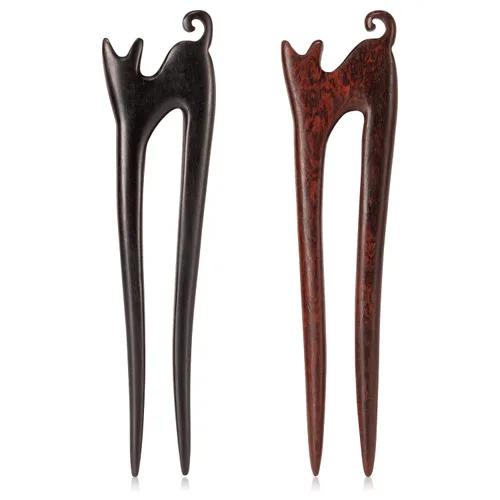 2 unidades de palillos de madera para el cabello, horquillas de cabello con torsión francesa, hechas a mano de ébano y sándalo, palillos para el