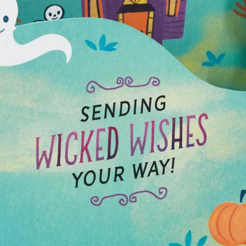Miniatura 3 de Hallmark Paper Wonder - Tarjeta desplegable de Halloween con música y movimiento (bruja voladora)
