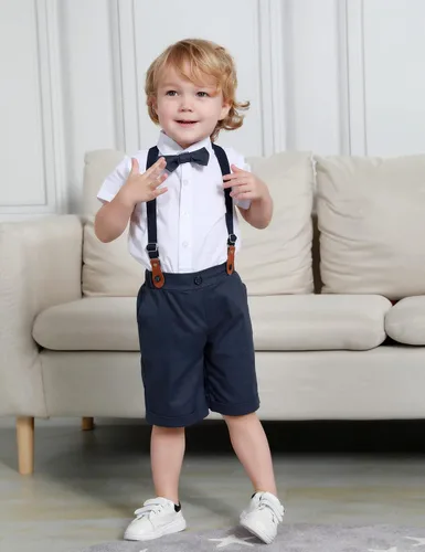 Miniatura 2 de A&J DESIGN Traje de caballero para bebé, 2 piezas, camisa y pantalones