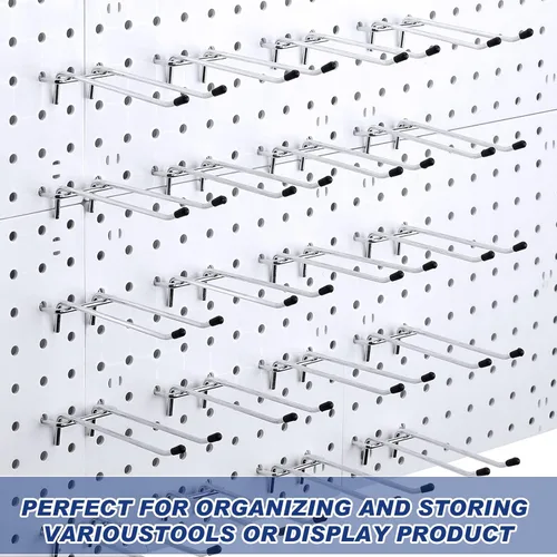 Miniatura 4 de Coume Pegboard - Gancho recto de doble brazo para garaje, organizador de pared, ganchos para tablero de clavijas, ganchos para herramientas